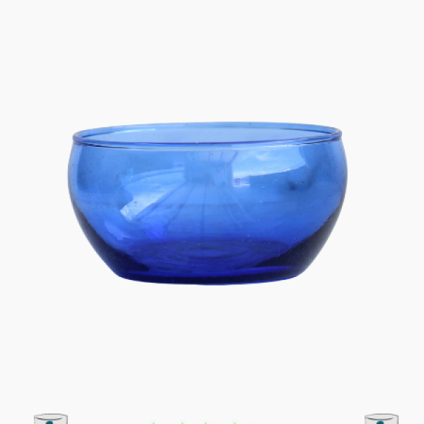 Bowl 2 Beldi en verre recyclé soufflé à la main - BLEU